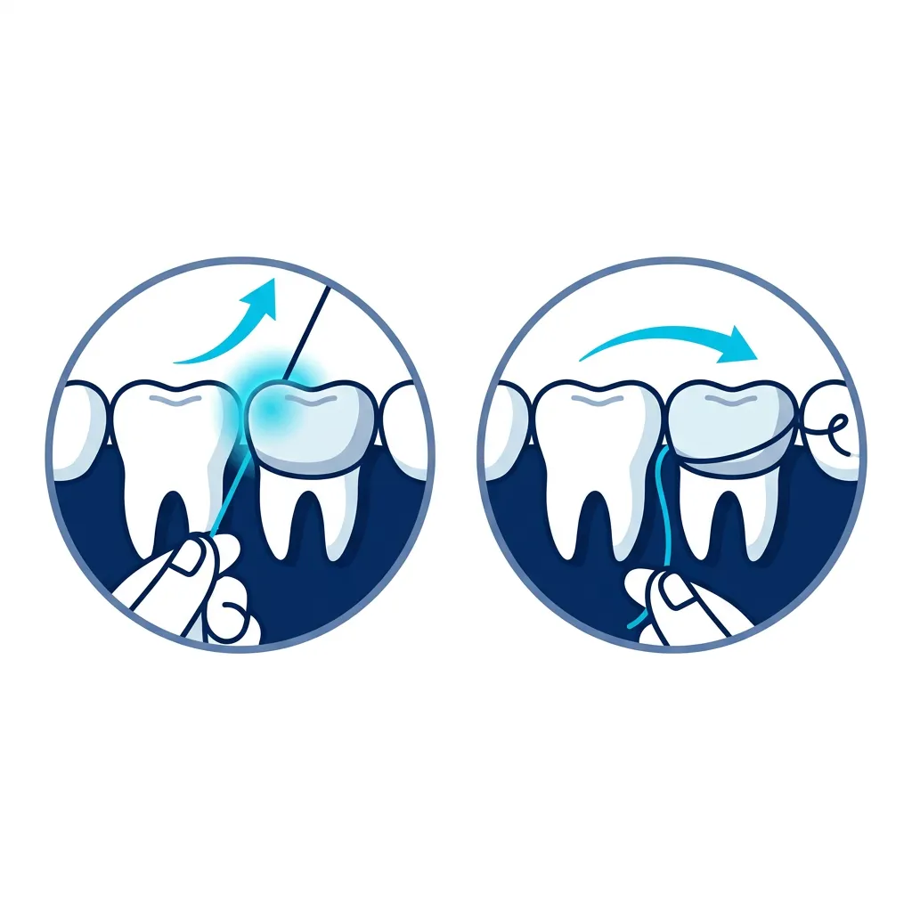 correct flossing technique for cleaning veneers and crowns at the gum margin