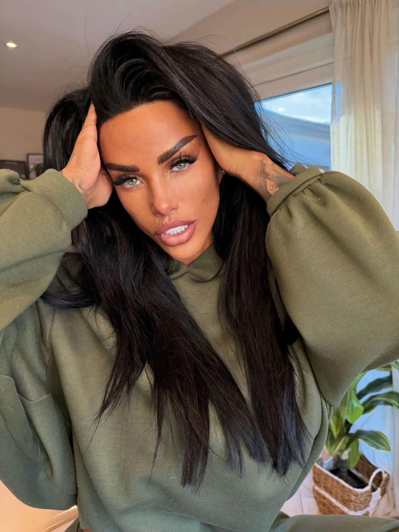 Katie Price in a recent selfie, showing her current cosmetic look