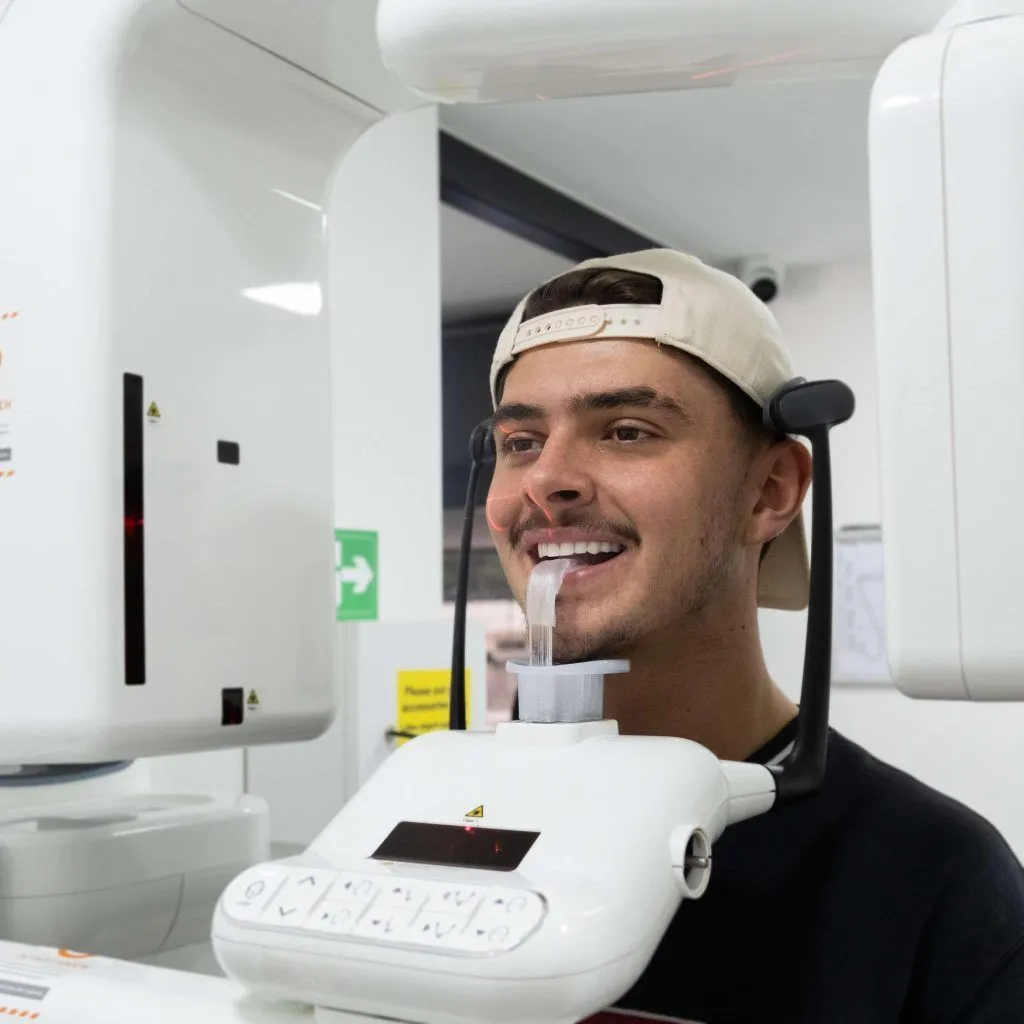 A UK Smiles patient having a panoramic X-ray at CT Dent, in the same building as the UK Smiles office in Leeds