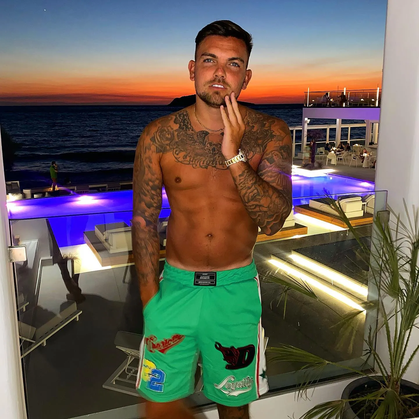 Sam Gowland on holiday at sunset