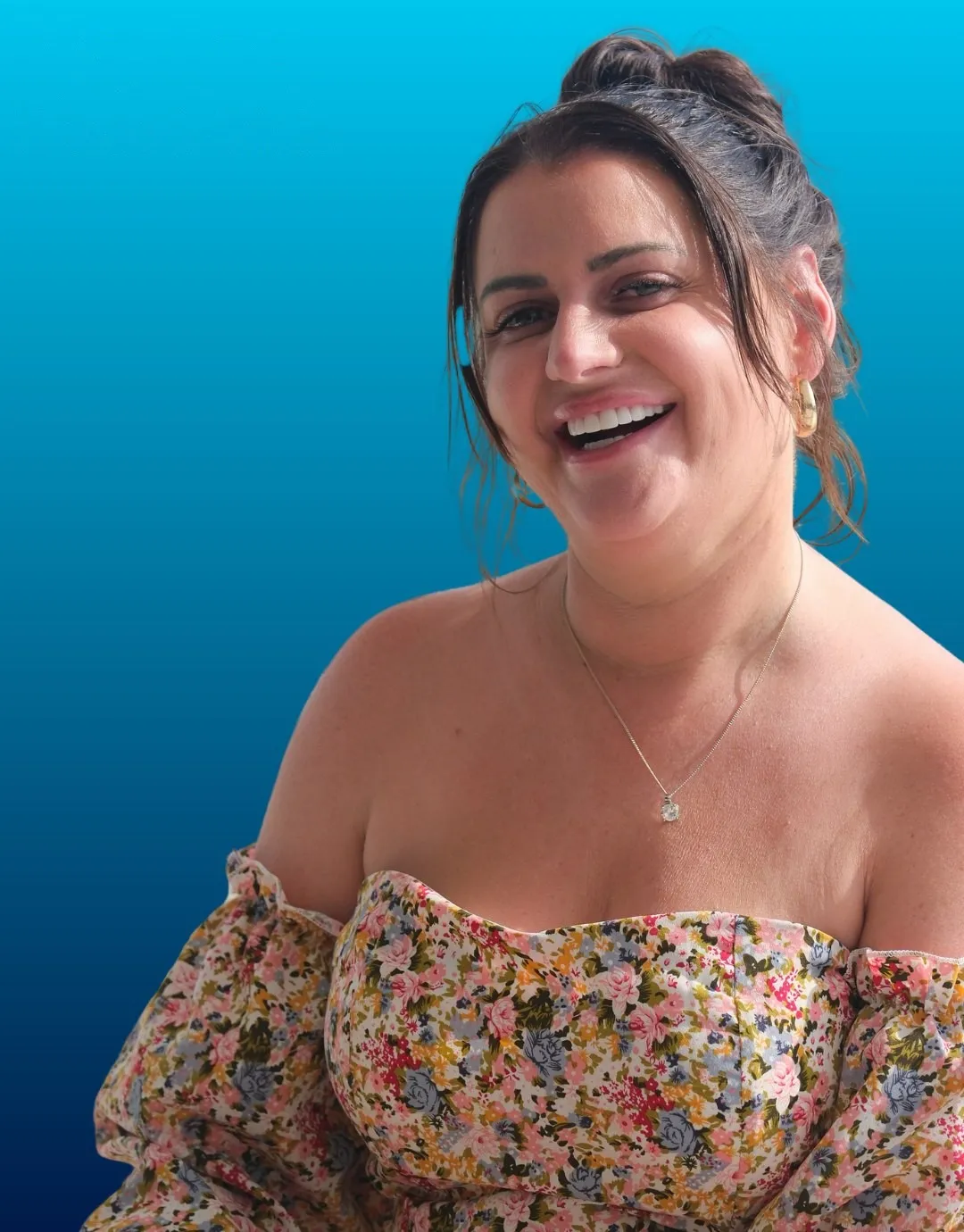 Katie, UK Smiles patient, smiling after Zirconia Crowns
