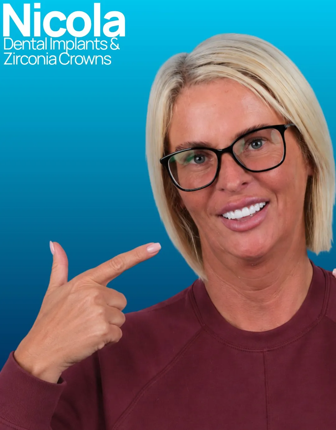 Nicola, Dental Implants and Zirconia Crowns patient at UK Smiles