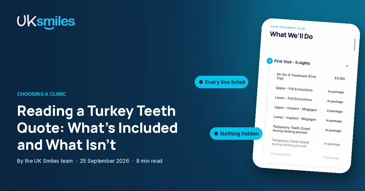 Reading a Turkey Teeth Quote featured image: guide title beside a real UK Smiles treatment plan
